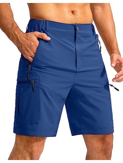 Pudolla Men's Hiking Cargo Shorts 9" Lightweight Outdoor Work Shorts for Men Travel Golf Camping Casual with 5 Zipper Pockets