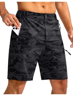 Pudolla Men's Hiking Cargo Shorts 9" Lightweight Outdoor Work Shorts for Men Travel Golf Camping Casual with 5 Zipper Pockets