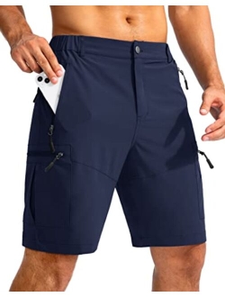 Pudolla Men's Hiking Cargo Shorts 9" Lightweight Outdoor Work Shorts for Men Travel Golf Camping Casual with 5 Zipper Pockets