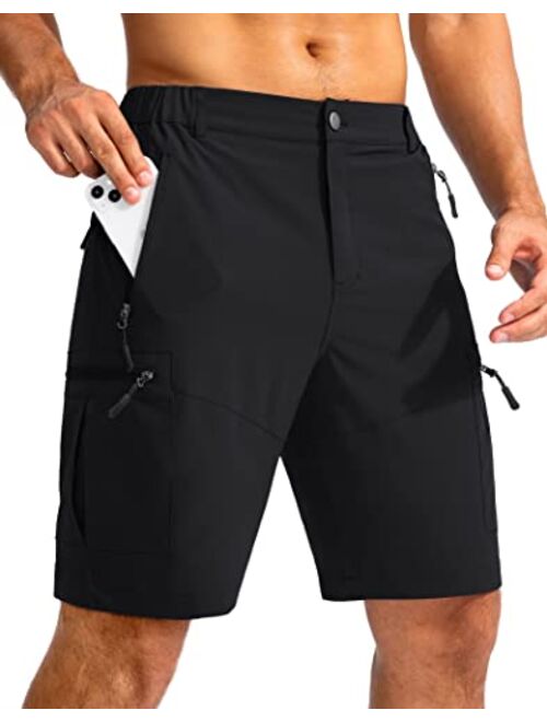 Pudolla Men's Hiking Cargo Shorts 9" Lightweight Outdoor Work Shorts for Men Travel Golf Camping Casual with 5 Zipper Pockets