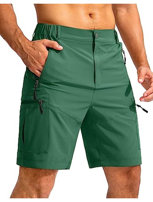 Pudolla Men's Hiking Cargo Shorts 9" Lightweight Outdoor Work Shorts for Men Travel Golf Camping Casual with 5 Zipper Pockets