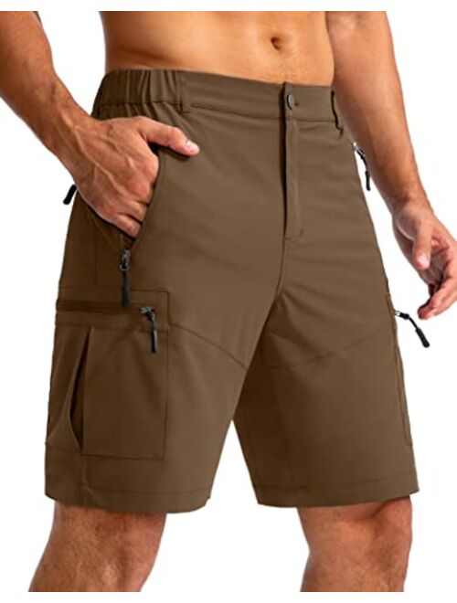 Pudolla Men's Hiking Cargo Shorts 9" Lightweight Outdoor Work Shorts for Men Travel Golf Camping Casual with 5 Zipper Pockets