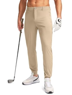 Pudolla Men's Golf Joggers Pants with Zipper Pockets Stretch Slim Fit Sweatpants Lightweight Dress Casual Golf Pants for Men