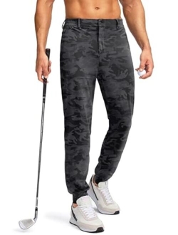 Pudolla Men's Golf Joggers Pants with Zipper Pockets Stretch Slim Fit Sweatpants Lightweight Dress Casual Golf Pants for Men