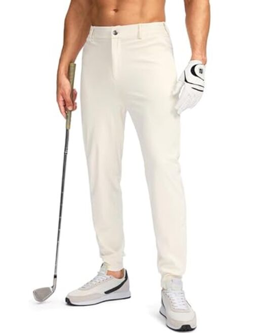 Pudolla Men's Golf Joggers Pants with Zipper Pockets Stretch Slim Fit Sweatpants Lightweight Dress Casual Golf Pants for Men