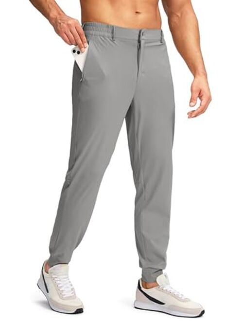 Pudolla Men's Golf Joggers Pants with Zipper Pockets Stretch Slim Fit Sweatpants Lightweight Dress Casual Golf Pants for Men