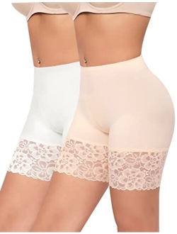 Slip Shorts for Under Dresses Women Anti Chafing Underwear Seamless Boyshorts Panties Lace Under Shorts