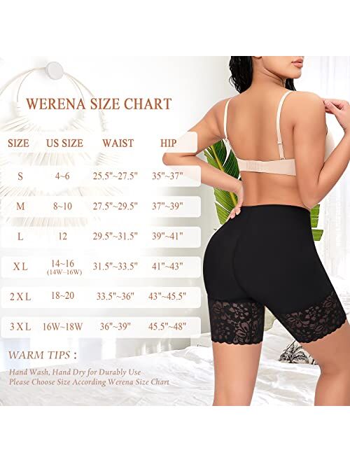 Werena Slip Shorts for Under Dresses Women Anti Chafing Underwear Seamless Boyshorts Panties Lace Under Shorts