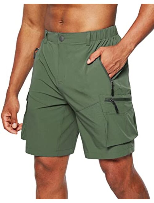 Pudolla Men's Hiking Cargo Shorts Quick Dry Outdoor Travel Shorts for Men with Multi Pocket for Fishing Camping Casual