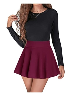 High Waisted Pleated Skirts for Women Skater Tennis Skirt with Shorts Pockets Mini A-Line Skirt