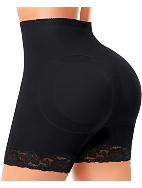 Werena Butt Lifter Padded Underwear for Women Seamless Booty Pads Panties Butt Enhancer Lace Boyshorts Shapewear