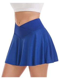 Pleated Tennis Skirt for Women with Shorts Athletic Golf Skorts with Pockets High Waisted Workout Running Skirts