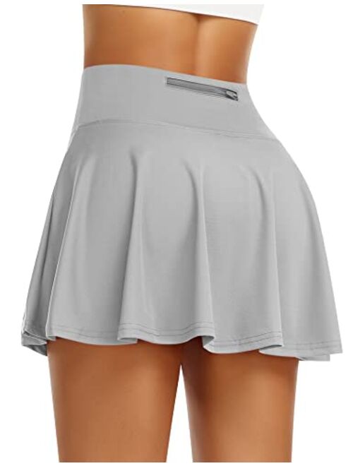 Werena Pleated Tennis Skirt for Women with Shorts Athletic Golf Skorts with Pockets High Waisted Workout Running Skirts