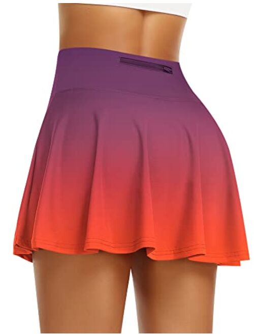 Werena Pleated Tennis Skirt for Women with Shorts Athletic Golf Skorts with Pockets High Waisted Workout Running Skirts