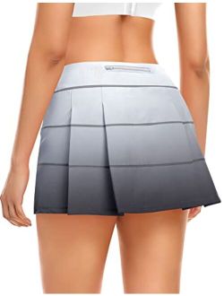 Tennis Skirt for Women with 4 Pockets Athletic Golf Skorts Skirts with Shorts Workout Running Sports