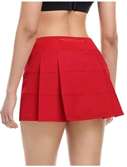 Tennis Skirt for Women with 4 Pockets Athletic Golf Skorts Skirts with Shorts Workout Running Sports