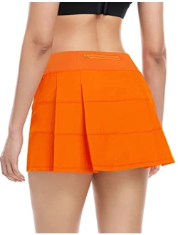 Tennis Skirt for Women with 4 Pockets Athletic Golf Skorts Skirts with Shorts Workout Running Sports