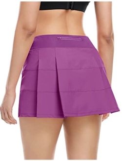 Tennis Skirt for Women with 4 Pockets Athletic Golf Skorts Skirts with Shorts Workout Running Sports