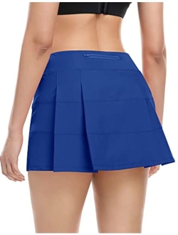 Tennis Skirt for Women with 4 Pockets Athletic Golf Skorts Skirts with Shorts Workout Running Sports