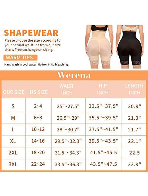 Werena Womens Tummy Control Shapewear Shorts High Wasited Slimming Body Shaper Thigh Slimmer Slip Shorts Under Dresses