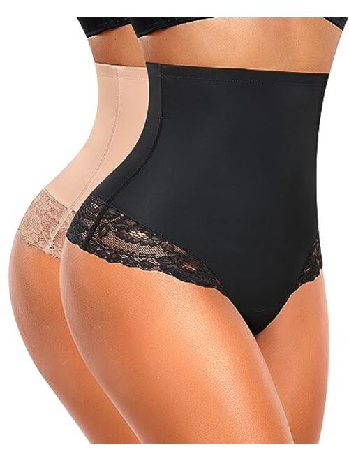 Werena Tummy Control Thong Shapewear For Women Seamless High Waist Shaping Thong Panties Body Shaper Girdle Underwear