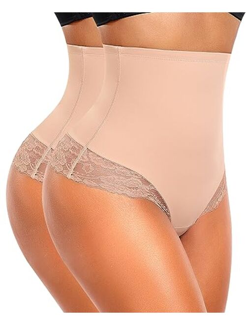 Werena Tummy Control Thong Shapewear For Women Seamless High Waist Shaping Thong Panties Body Shaper Girdle Underwear