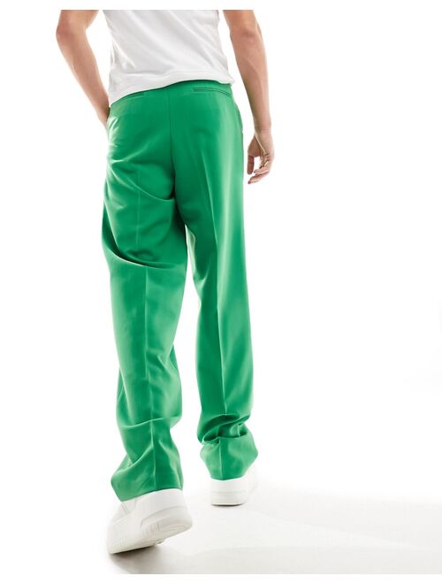 ASOS DESIGN smart wide leg sweatpants in green