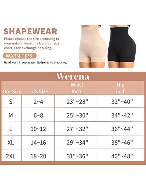 Werena Tummy Control Shapewear Shorts for Women High Waisted Body Shaper Shaping Underwear Slip Shorts Under Dress