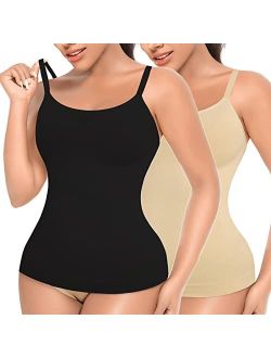 Womens Shapewear Tank Tops with Built in Bra Tummy Control Cami Shaper Compression Shaping Tops