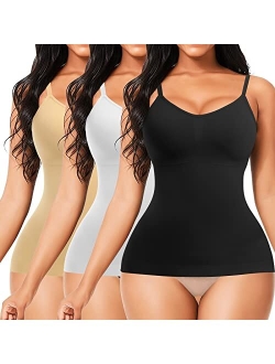 Womens Shapewear Tank Tops with Built in Bra Tummy Control Cami Shaper Compression Shaping Tops