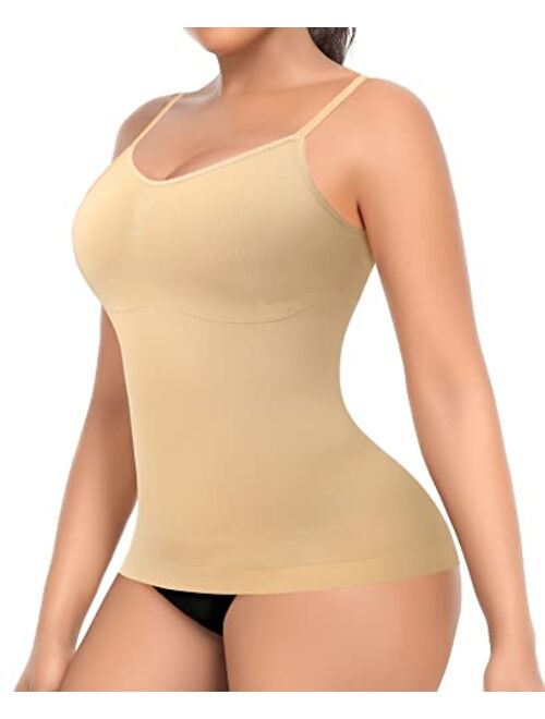 Werena Womens Shapewear Tank Tops with Built in Bra Tummy Control Cami Shaper Compression Shaping Tops