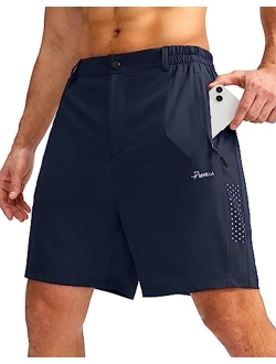 Pudolla Men's Hiking Cargo Shorts 7'' Travel Shorts for Men Summer Shorts Work Casual Athletic with Zipper Pockets