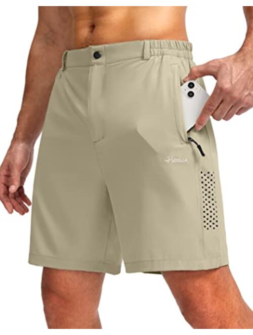 Pudolla Men's Hiking Cargo Shorts 7'' Travel Shorts for Men Summer Shorts Work Casual Athletic with Zipper Pockets