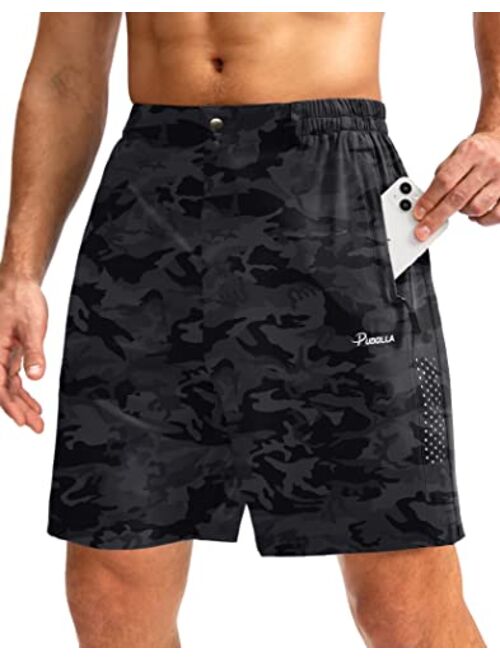 Pudolla Men's Hiking Cargo Shorts 7'' Travel Shorts for Men Summer Shorts Work Casual Athletic with Zipper Pockets