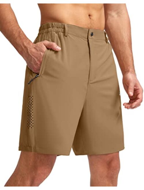 Pudolla Men's Hiking Cargo Shorts 7'' Travel Shorts for Men Summer Shorts Work Casual Athletic with Zipper Pockets