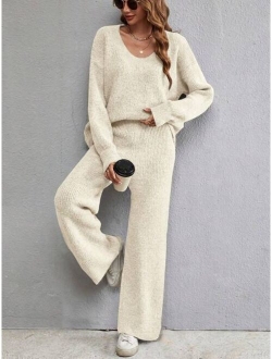 SHEIN Essnce Drop Shoulder Sweater & Knit Pants