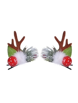 HAOQINA Christmas Reindeer Antlers Headband Hairpins Hairbands Girls Beauty Headdresses Pine Cone Hair Accessories Cute Reindeer Christmas Hair Clips