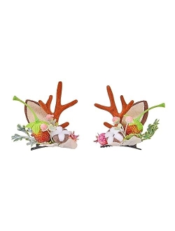 Ywduoying Christmas Reindeer Antlers Hair Clips, Hairpins with Deer Horn Ears, Christmas Hair Accessories for Kids and Adults (RT177)