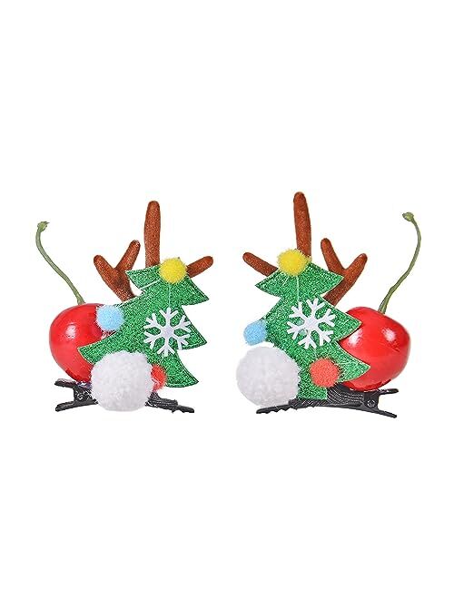 Ywduoying Christmas Reindeer Antlers Hair Clips, Hairpins with Deer Horn Ears, Christmas Hair Accessories for Kids and Adults (RT177)