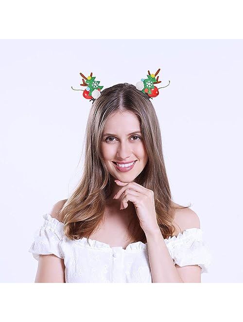 Ywduoying Christmas Reindeer Antlers Hair Clips, Hairpins with Deer Horn Ears, Christmas Hair Accessories for Kids and Adults (RT177)