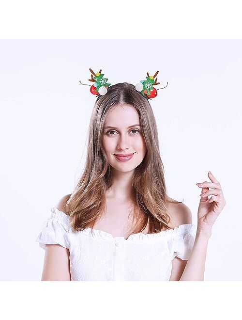 Ywduoying Christmas Reindeer Antlers Hair Clips, Hairpins with Deer Horn Ears, Christmas Hair Accessories for Kids and Adults (RT177)