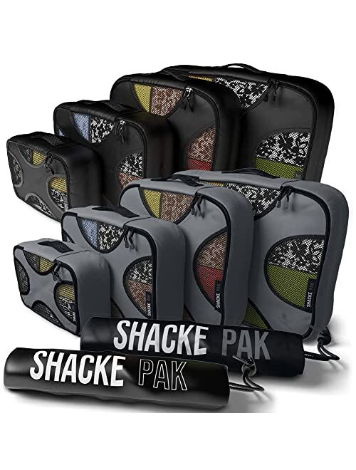 Shacke Pak - 5 Set Packing Cubes with Laundry Bag (Pure Black) & Shacke Pak - 5 Set Packing Cubes with Laundry Bag (Dark Gray)