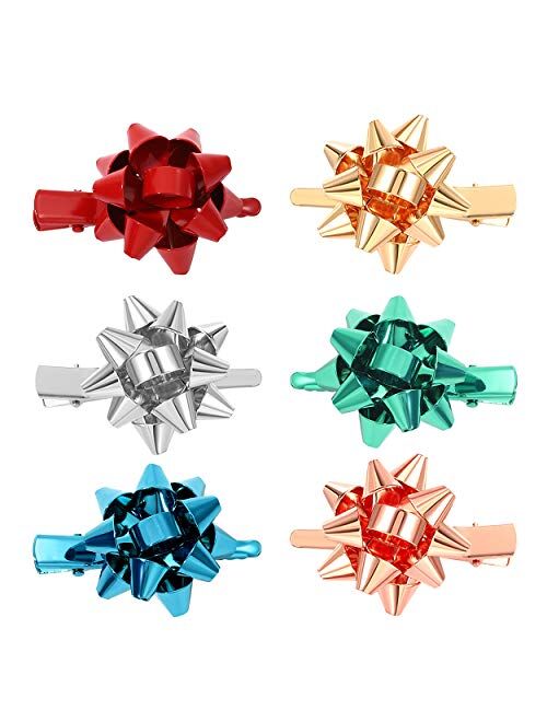 NVENF 6PCS Christmas Hair Clips for Women Christmas Accessories Xmas Bow Hair Clip Festive Holiday Hairpins Christmas Outfits Hair Accessory Party Gifts (StyleA)