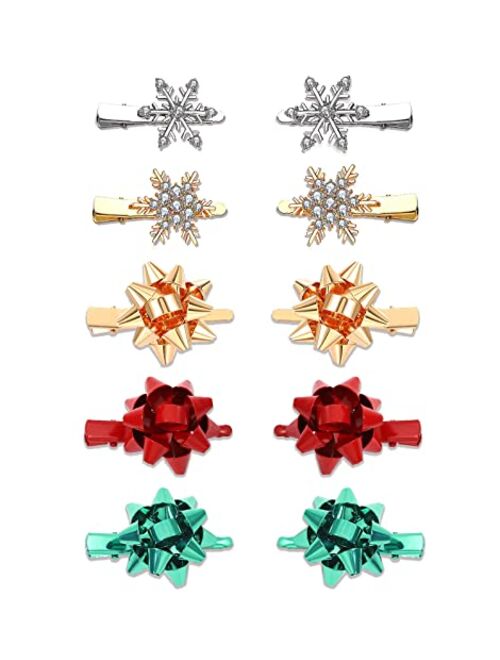 Phalin 6PCS Christmas Hair Clips for Women Xmas Snowflake Wreath Reindeer Bell Hairpins Rhinestone Holiday Hair Barrettes Festive Costume Hair Accessory Gifts (6PCS Xmas 