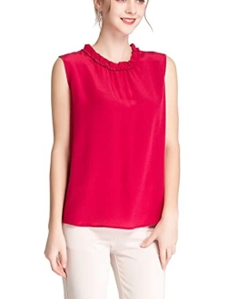 Grenasasilk Womens 6A Grade Silk Tops Sleeveless Mulberry Silk Blouse Elegant Silk Casual Tank/T Shirts