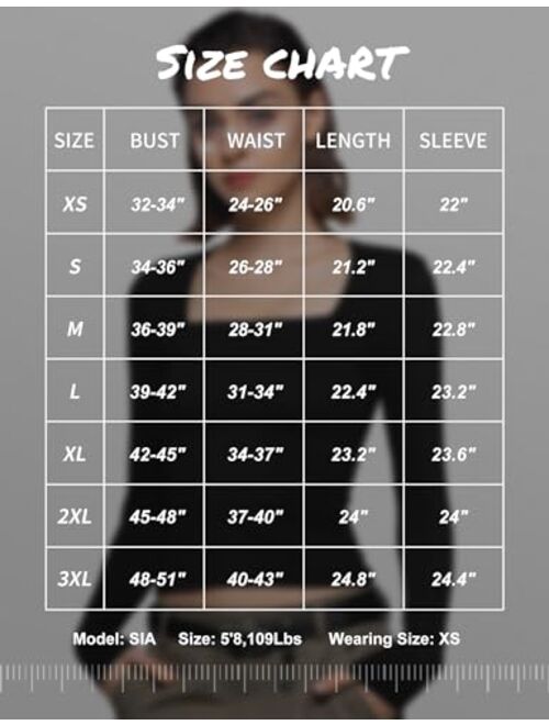 PUMIEY Women's Square Neck Long Sleeve T Shirts Slim Fit Tops Basic Tee Smoke Cloud Pro Collection