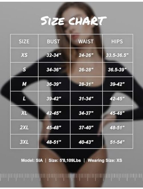 PUMIEY Women's Square Neck Long Sleeve Bodysuit Sexy Body Suit Tops Smoke Cloud Pro Collection