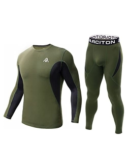 ARCITON Mens Thermal Underwear Set,Long Johns Base Layer Fleece Lined Winter Gear Compression Suits for Running Skiing