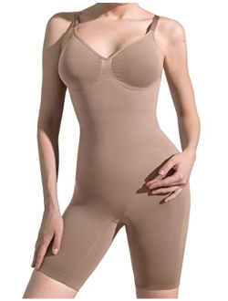 PUMIEY Shapewear Bodysuit for Women Tummy Control V-Neck With Open Gusset Hourglass Collection