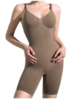 PUMIEY Shapewear Bodysuit for Women Tummy Control V-Neck With Open Gusset Hourglass Collection